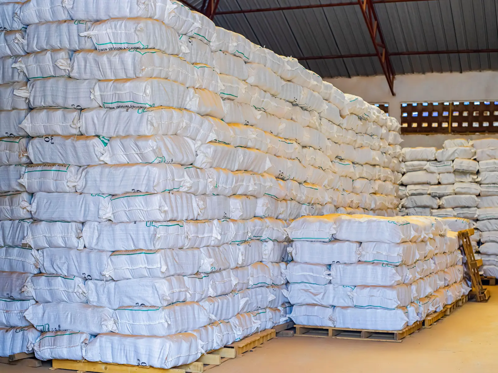 Bagged maize stored in the certified warehouse